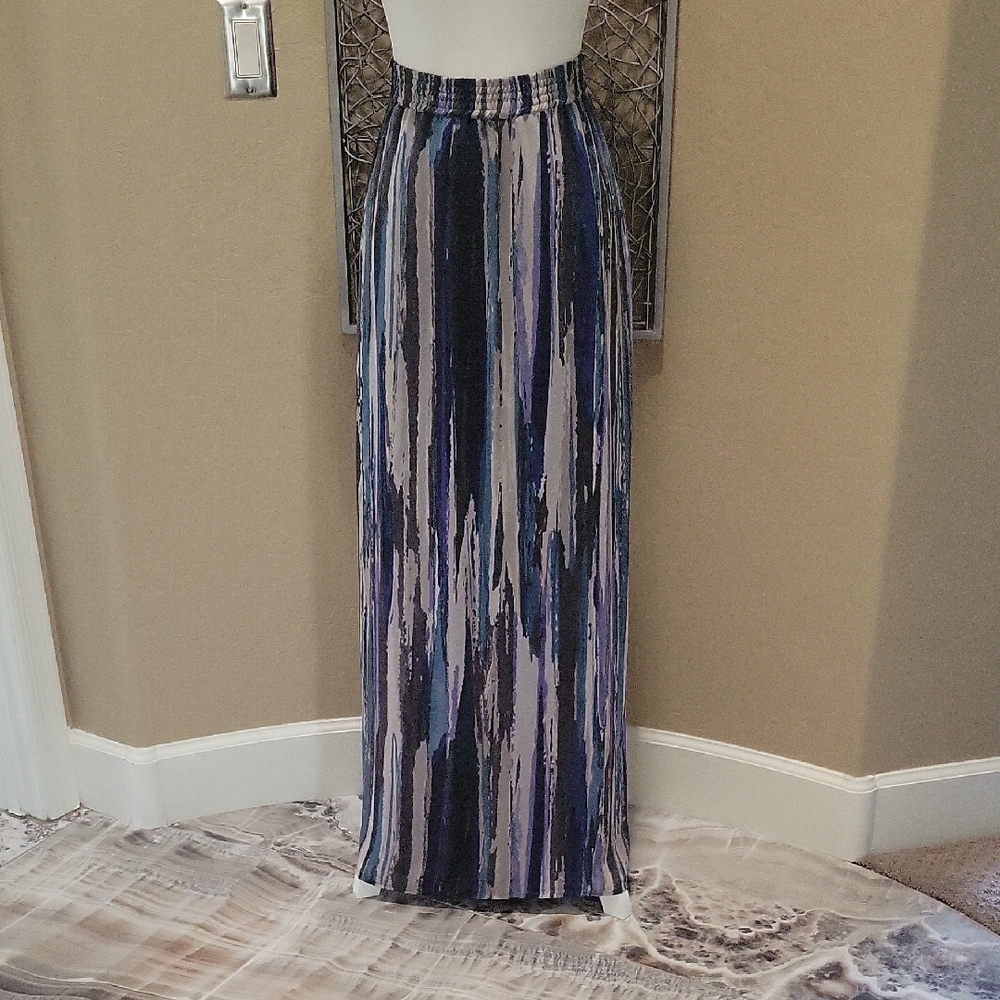 Halogen Multicolor Striped Maxi Skirt With Elastic Waist